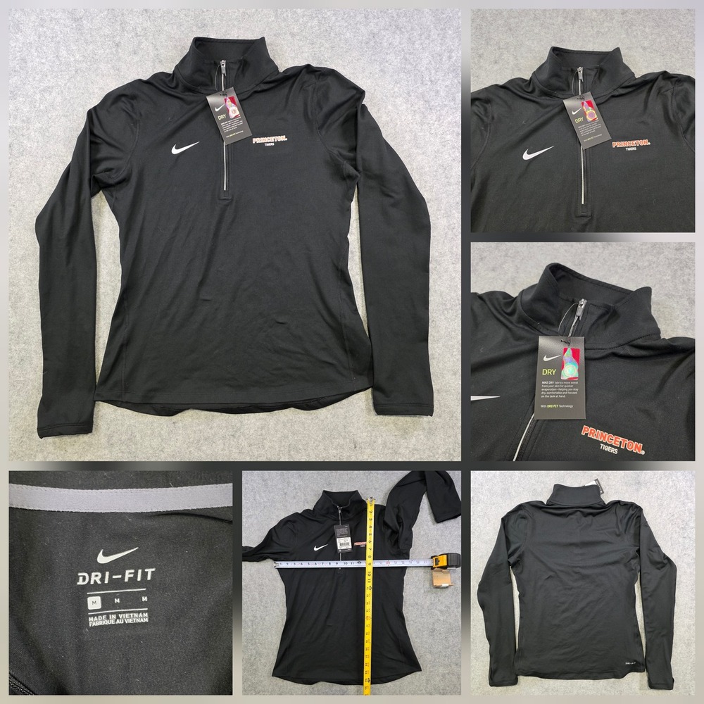 Princeton Tigers Shirt Womens Medium Black NCAA 1/2 Zip Long Sleeve Dri Fit Nike
